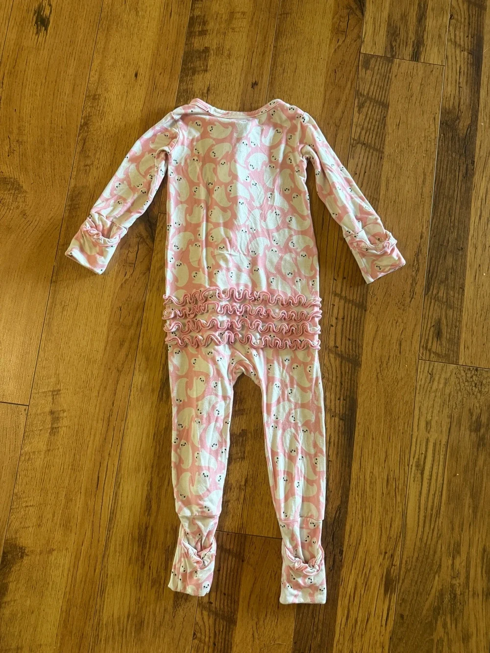 Gigi & Max Pink Ghost Ruffle-Trim One-Piece Footie Sleeper